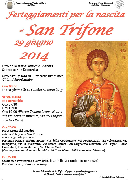 Manifesto Nascita San Trifone 2014