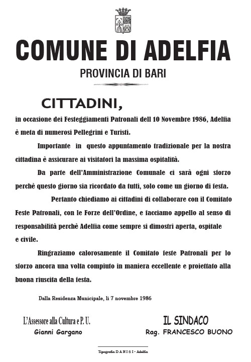 Manifesto 1986 del Comune